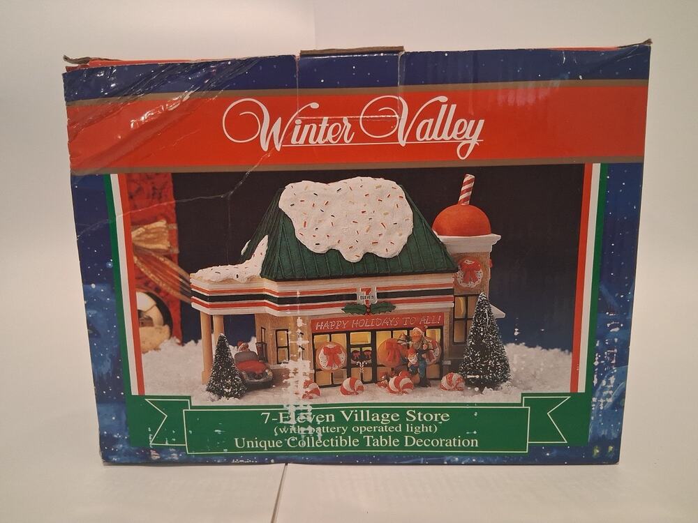 Winter Valley 7-Eleven Village Store Lighted Table Decoration Christmas Open Box